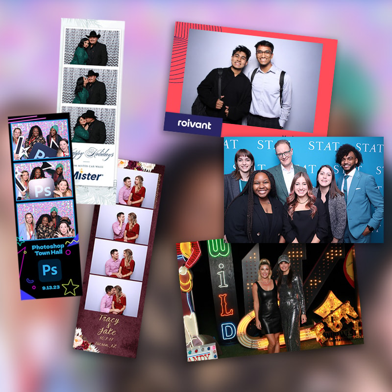 Collage of custom photo booth print template designs