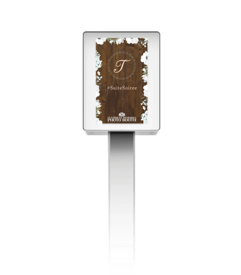 Custom rear monitor screen design at a wedding photo booth