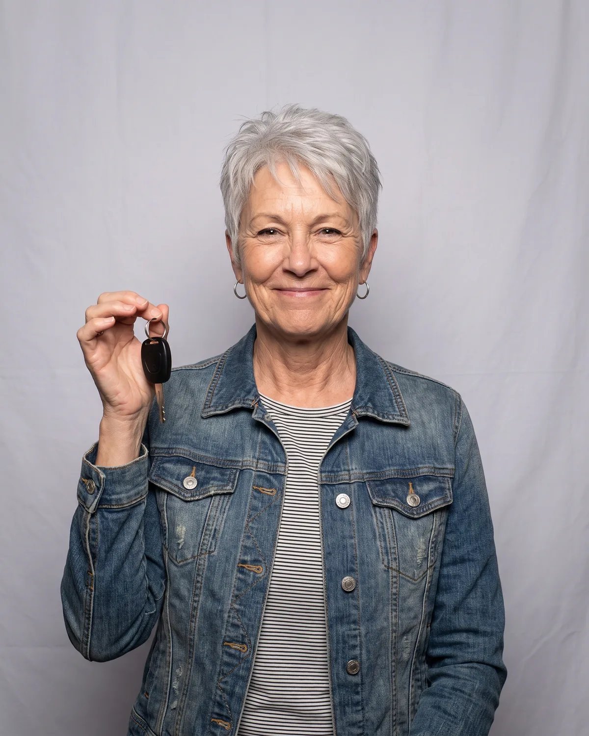Guest holding up a car key at a dealership event