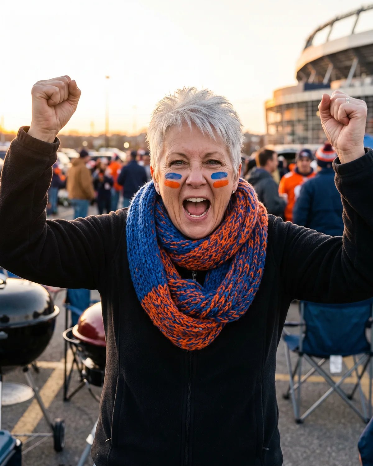 Fan at a stadium tailgate