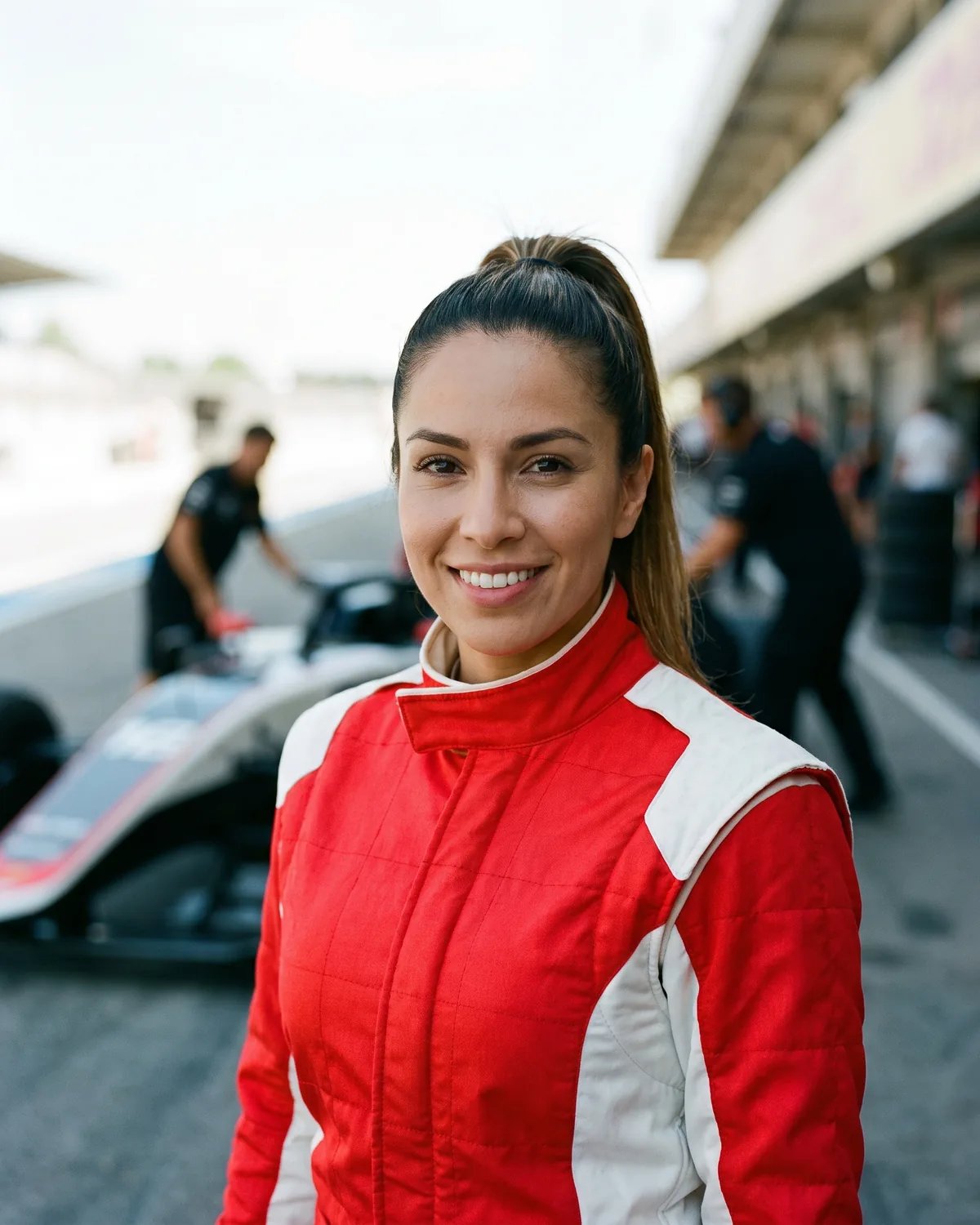 Character design of a race car driver in the pit lane