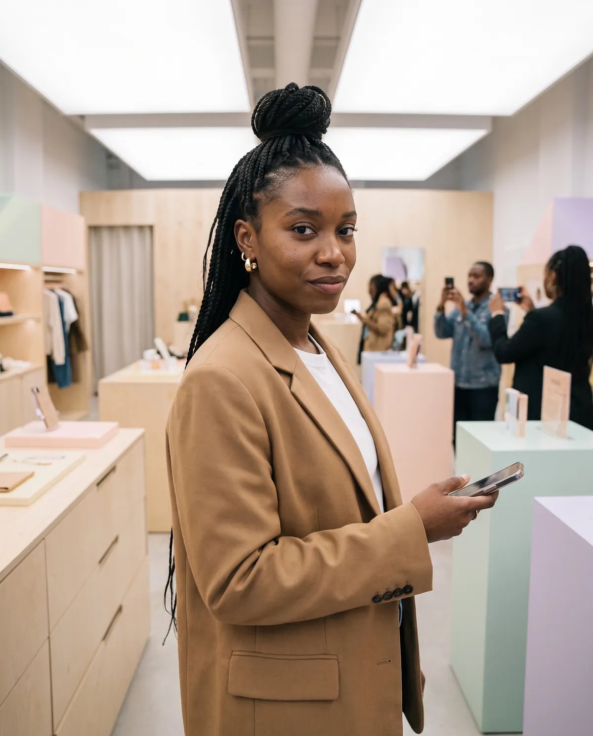 Guest at a brand pop-up activation, photographed by the AI photo booth