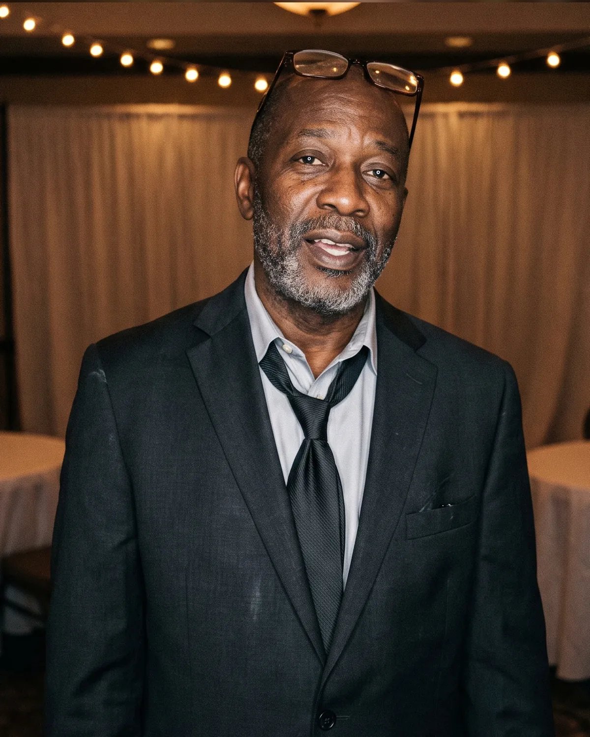 Retiree at his retirement party