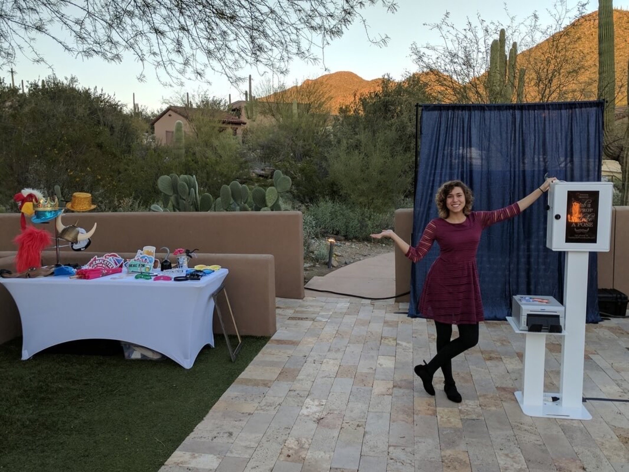 Securities America's Masters Forum at the Ritz-Carlton Dove Mountain in Marana, March 2017 — the booth and props table staged outdoors as the sun came down over the desert