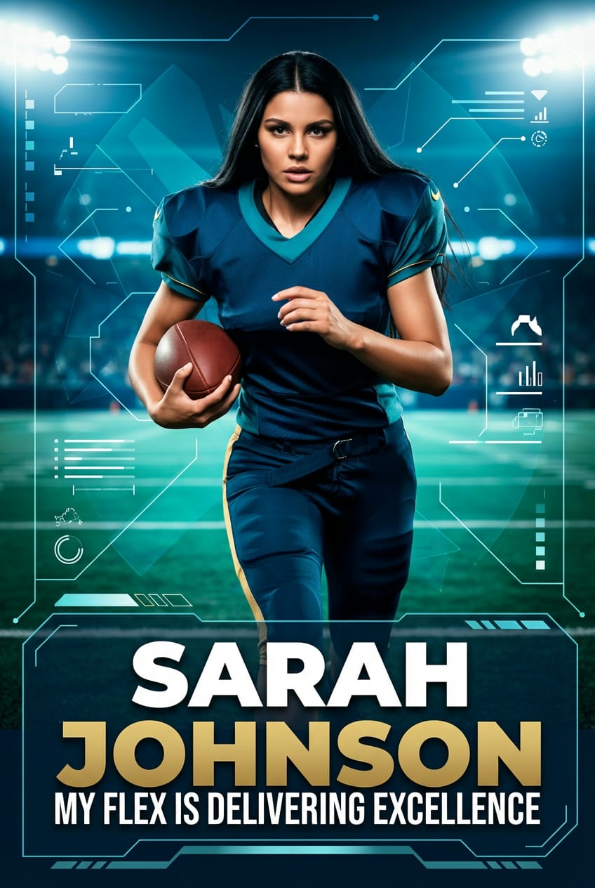 Custom AI trading card of a guest as a football player