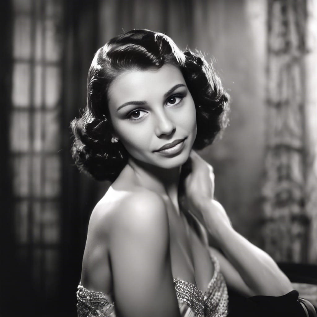 Guest restyled as an old Hollywood film star in black and white