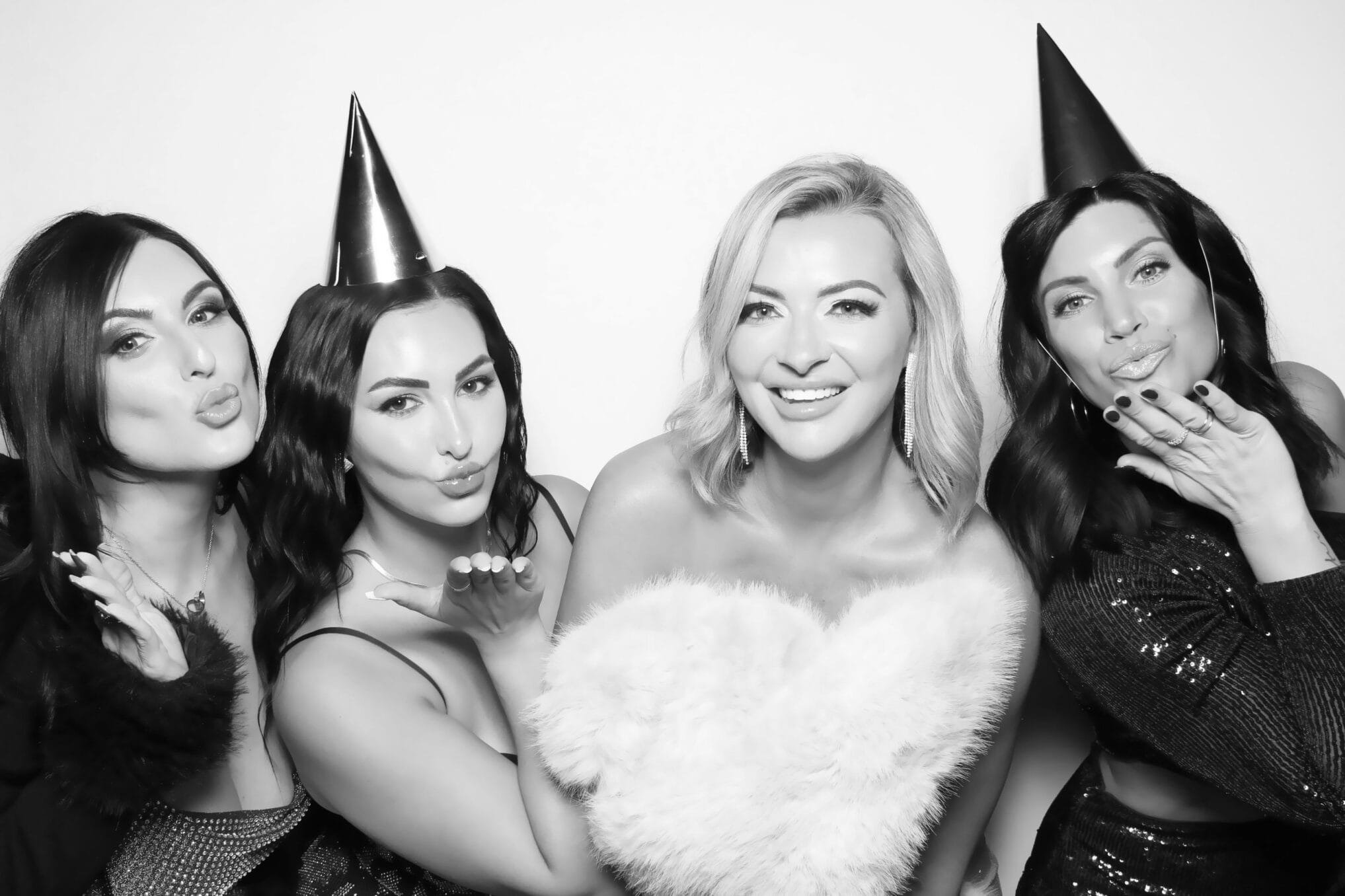 Wedding guests posing in the Kardashian-style Glam Booth at an Arizona celebration
