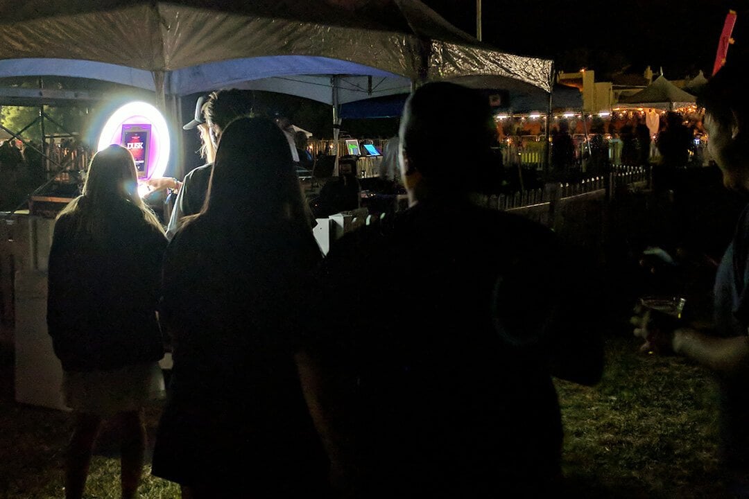 Guests sharing from the social selfie station