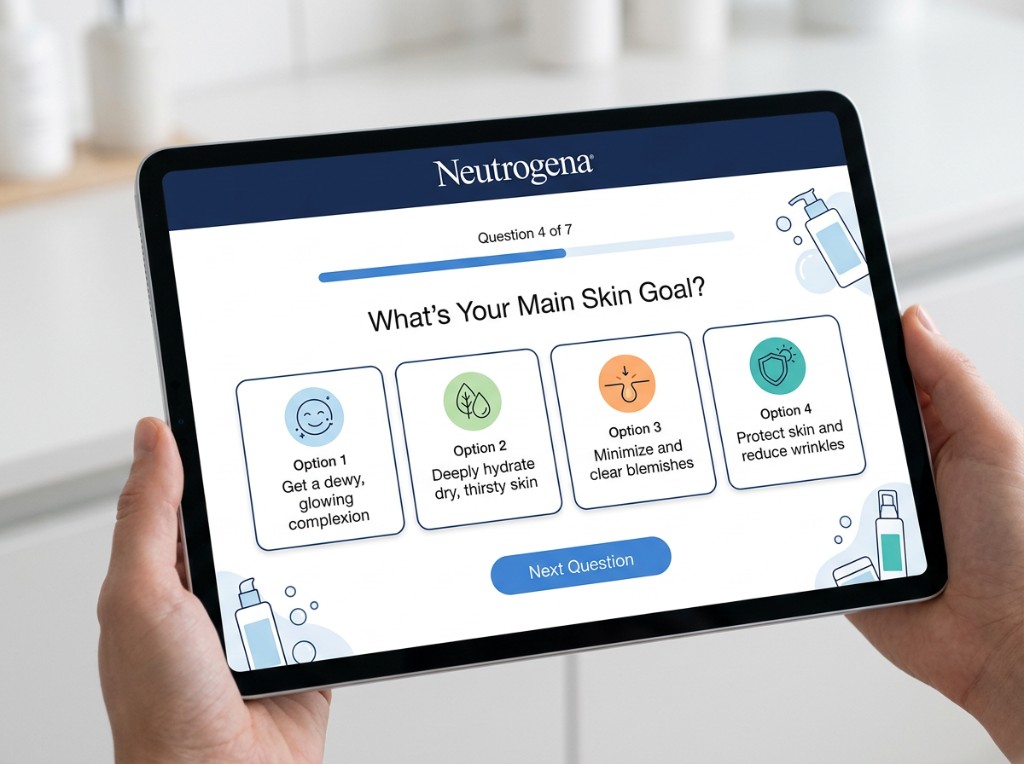 Custom brand survey and data capture tablet interface for a skincare activation
