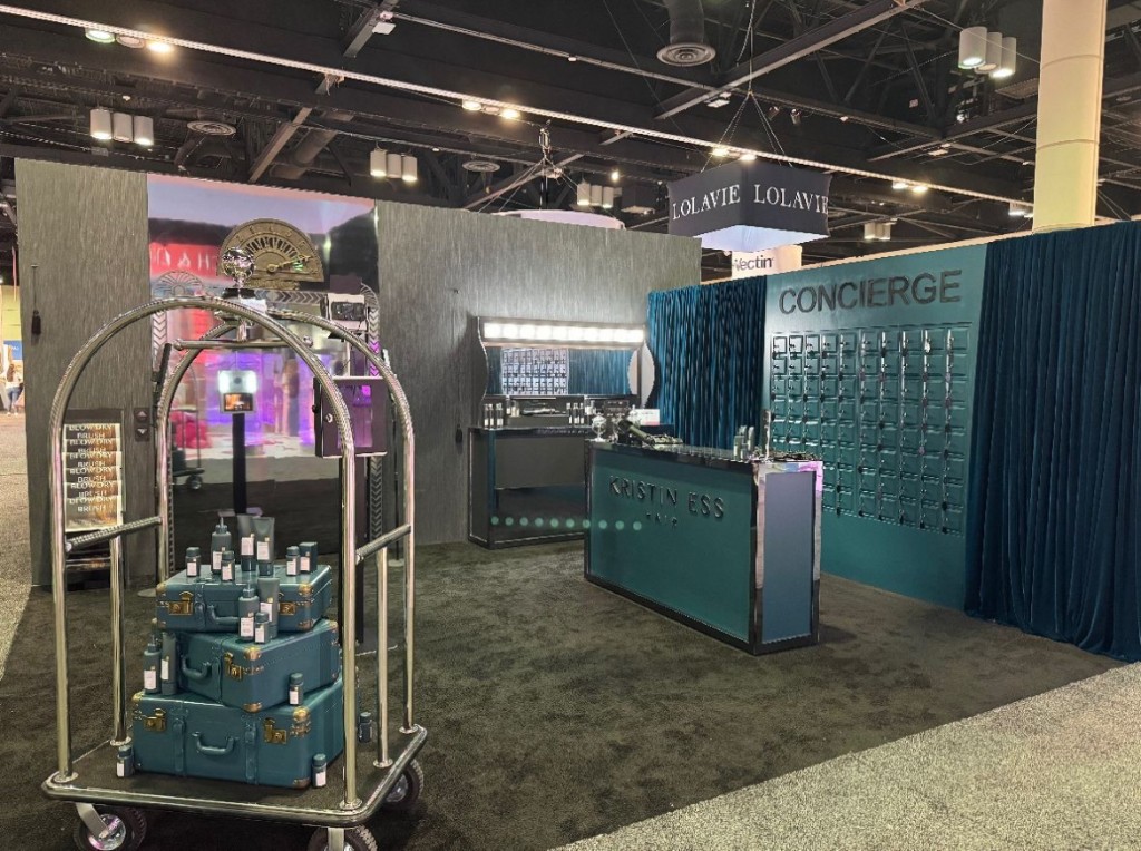 Premium brand activation set with concierge styling and on-site glam lighting