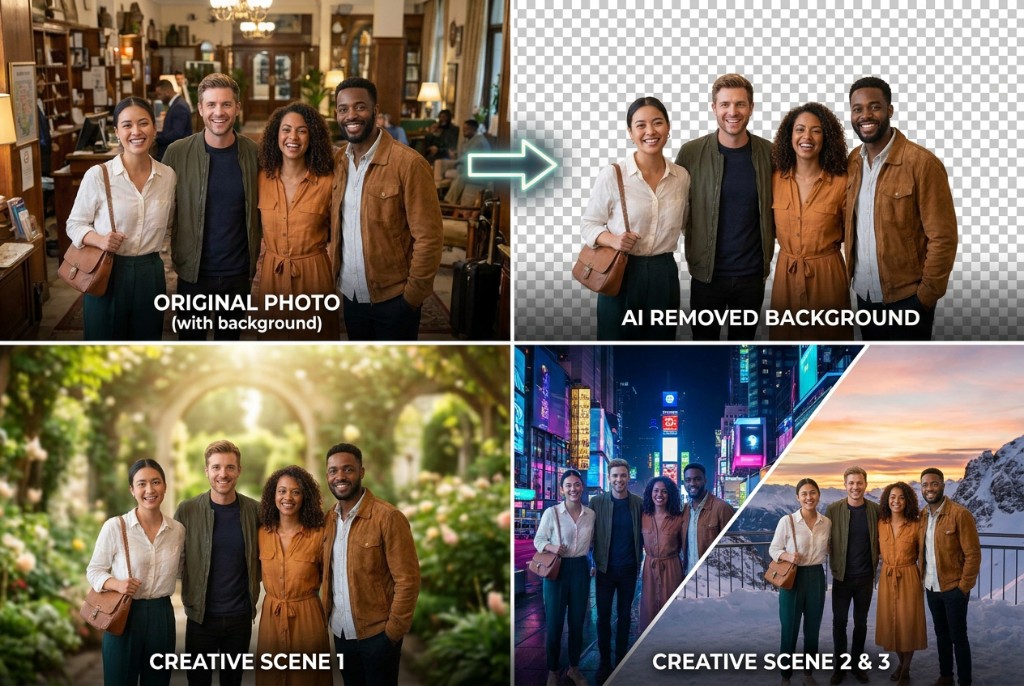 AI background removal Magic Green Screen before and after