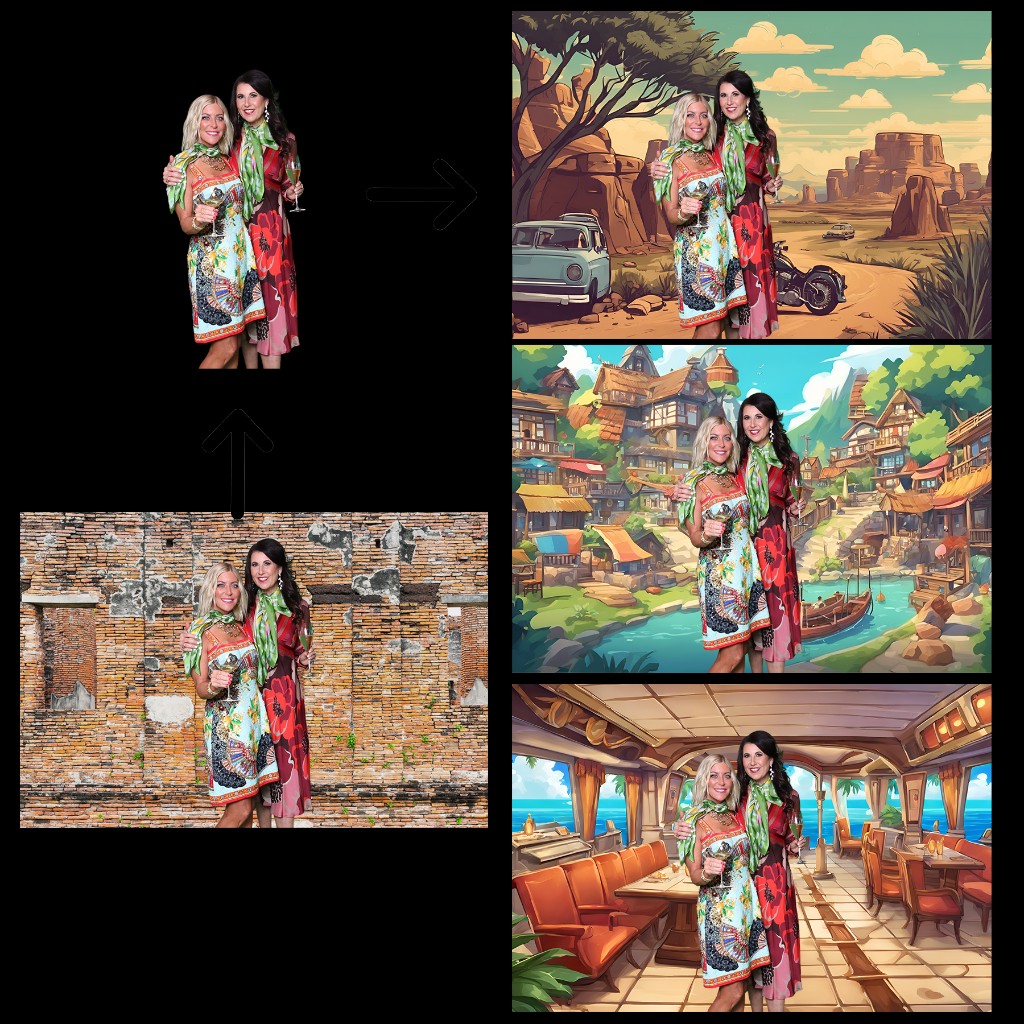 Magic Green Screen AI background removal process examples