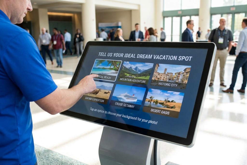 Magic Green Screen background selection kiosk