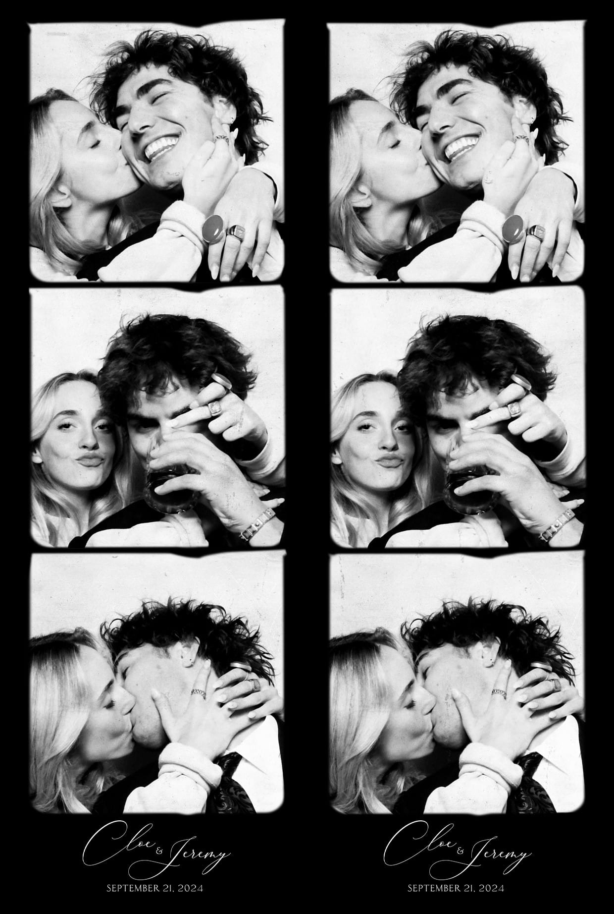Retro vintage style wedding photo output